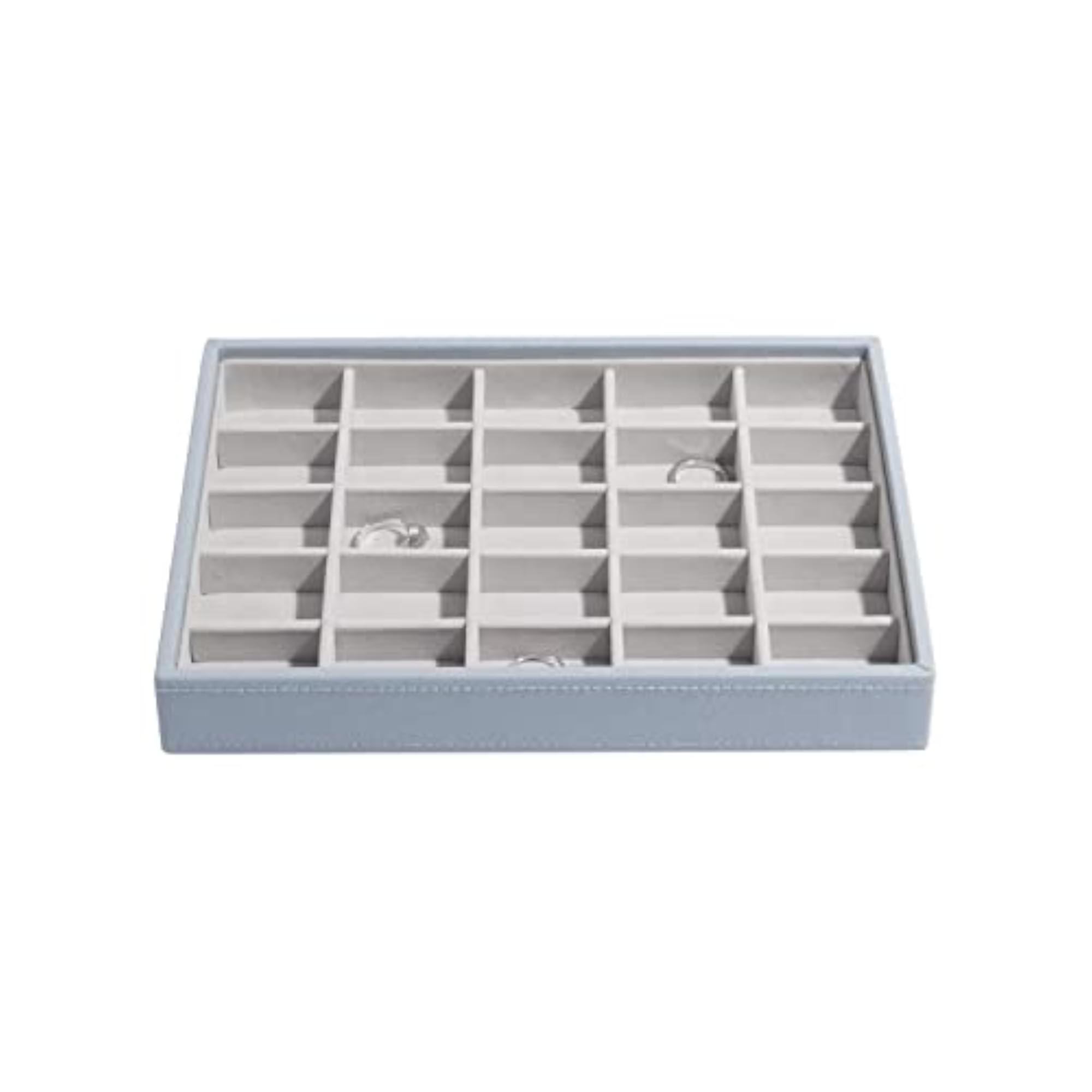 'Classic Size' Dusky Blue 25 Section Jewelry Box